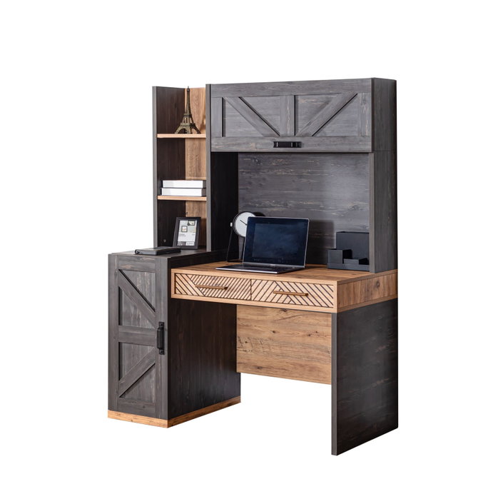 Hanah Home Antik Escritorio y Estantería de Estudio Antracita y Marrón